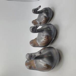 Vintage Chinese Pewter & Brass Overlay Duck Trinket boxes set of 3